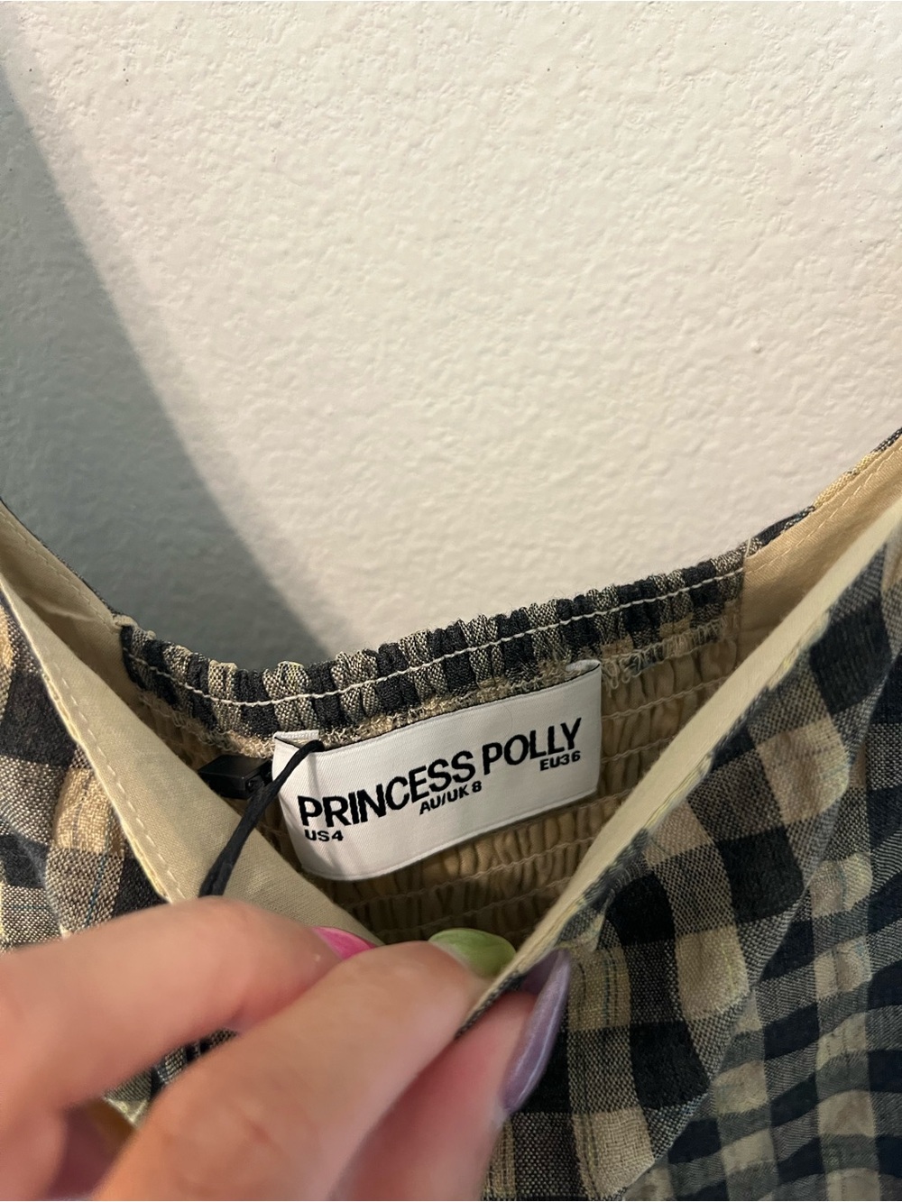 NWT Princess Polly Black and Cream Gingham Maxi Dress - Picture 6 of 9